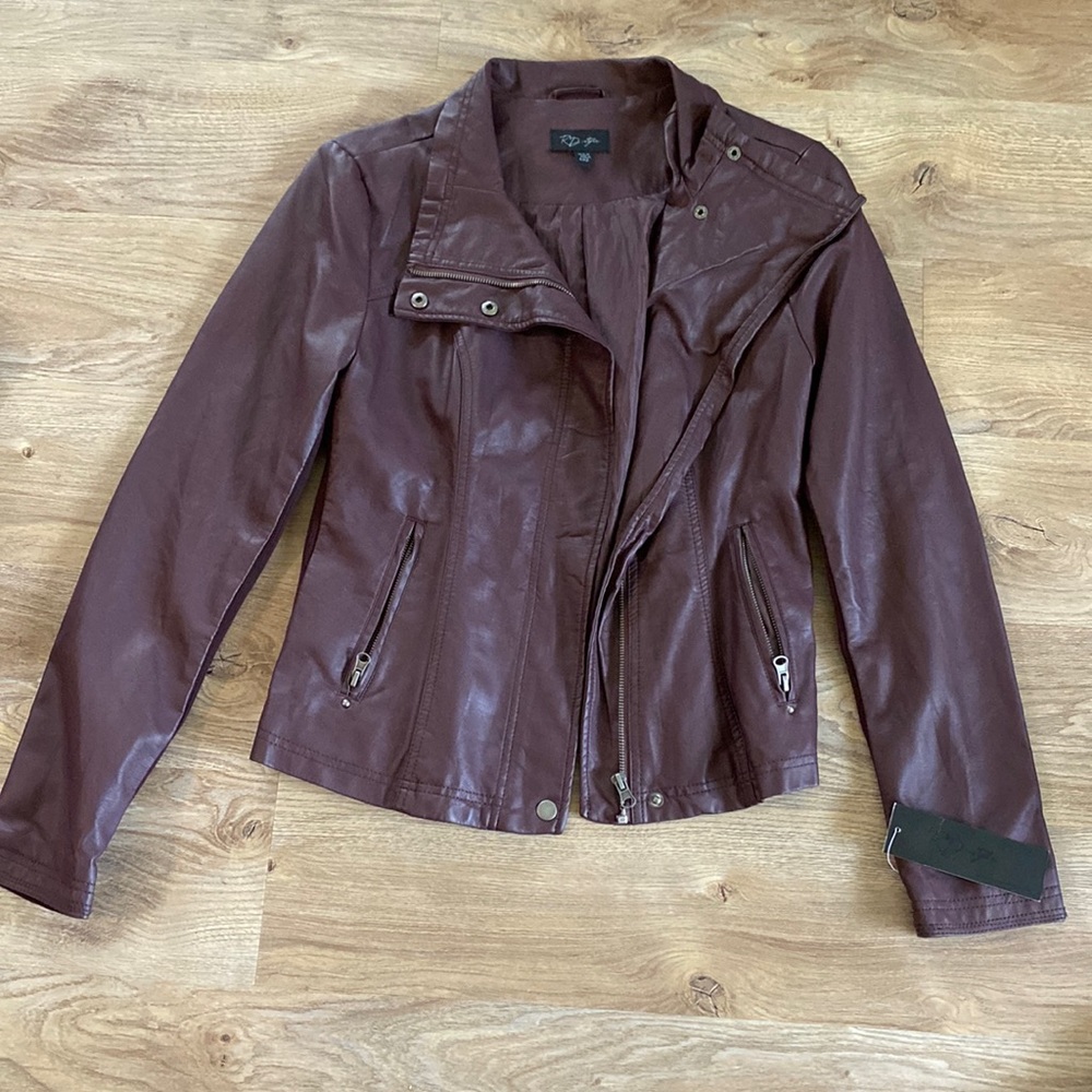 RD style pleather jacket - oxblood - new with tags